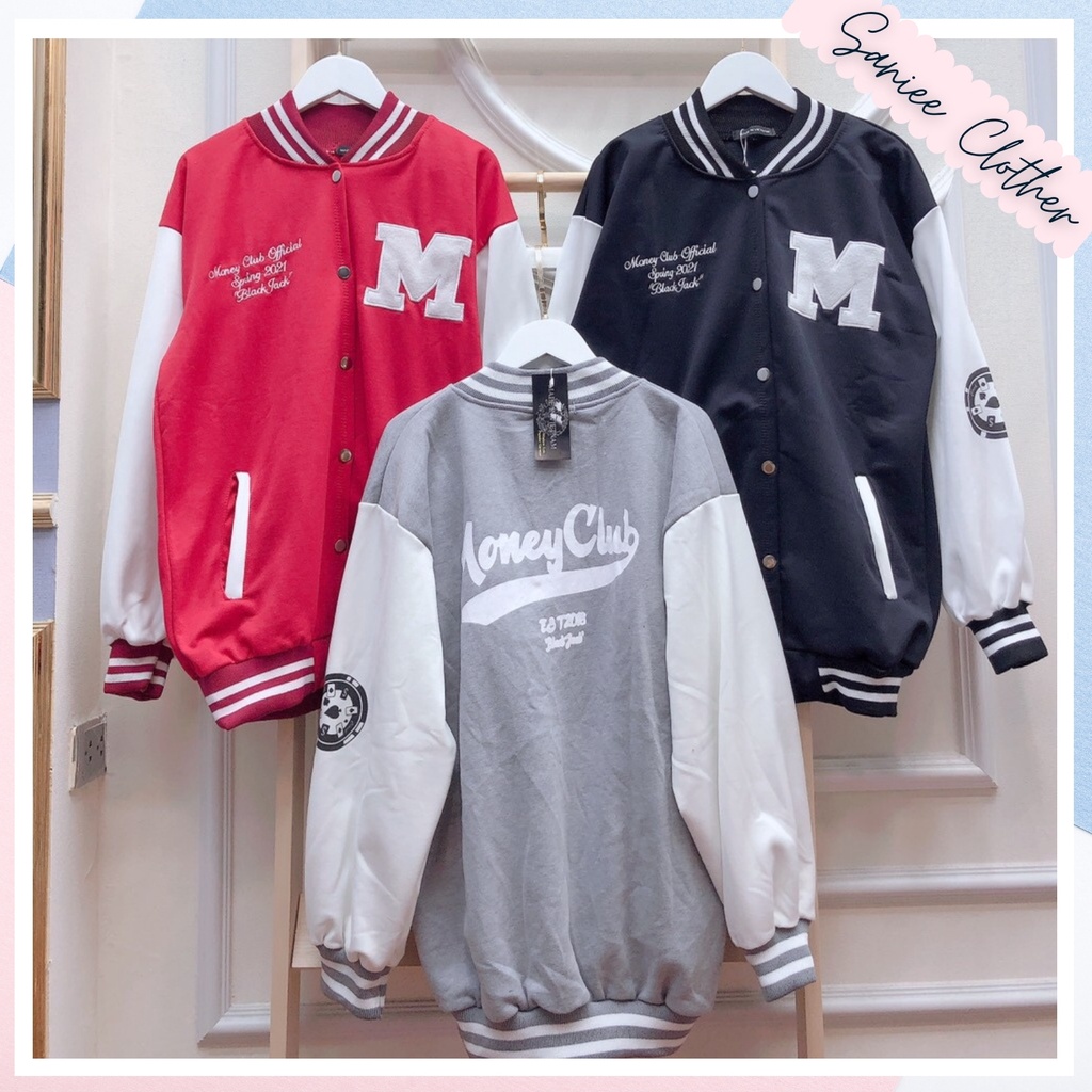 Áo Bomber Nam Nữ, Áo Bóng Chày Unisex Phối chữ M Chất Nỉ Dày Min Saniee Clother | BigBuy360 - bigbuy360.vn