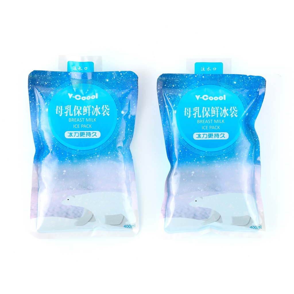 Túi đá lạnh V-Cool 400ml, Túi đá gel lạnh đá làm đặc chứa đầy nước bảo quản sữa mẹ cho bé
