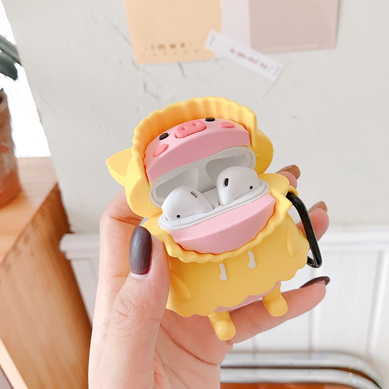 Vỏ bảo vệ đựng tai nghe Airpod 1/Airpod 2/Airpod pro Lợn Rainbow Siêu Cute Bằng Sillicone Dẻo Case Airpods Tặng Kèm Móc