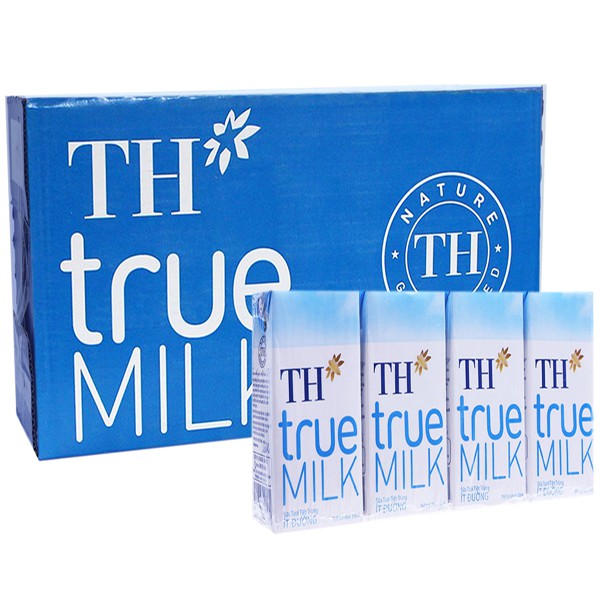 TH*true MILK Thùng 48 hộp 180ml Sữa Tươi Tiệt Trùng Có Đường, Ít Đường, Nguyên chất, Dâu, Socola Dễ Uống