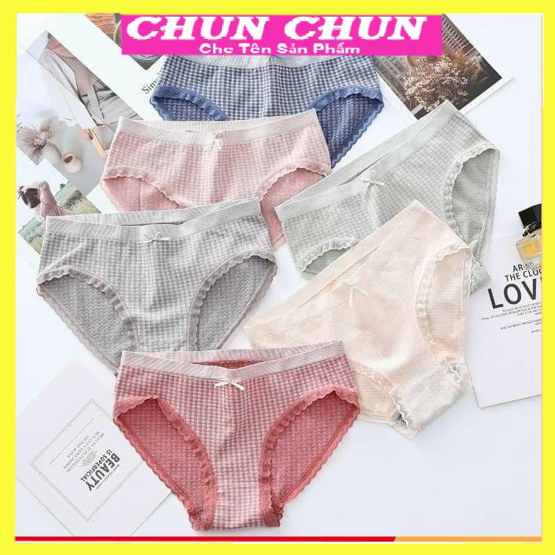 Quần lot cotton kháng khuẩn, Quần lót kẻ ô hot hit, quần chip co giãn 4 chiều, quần lót thấm hút mồ hôi 405.