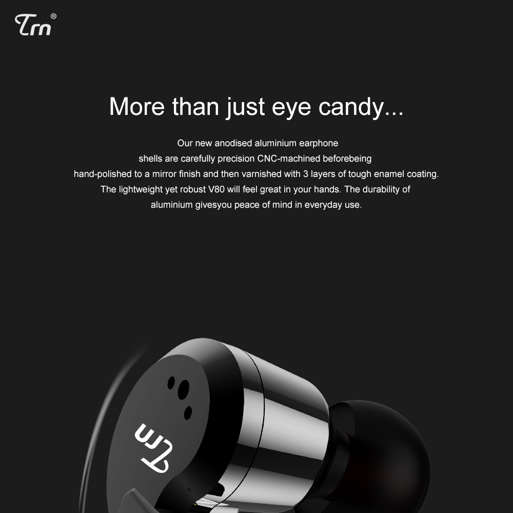 Tai nghe nhét tai TRN V80 2DD+2BA hybrid năng động hifi iem/ giảm tiếng ồn chuyển động