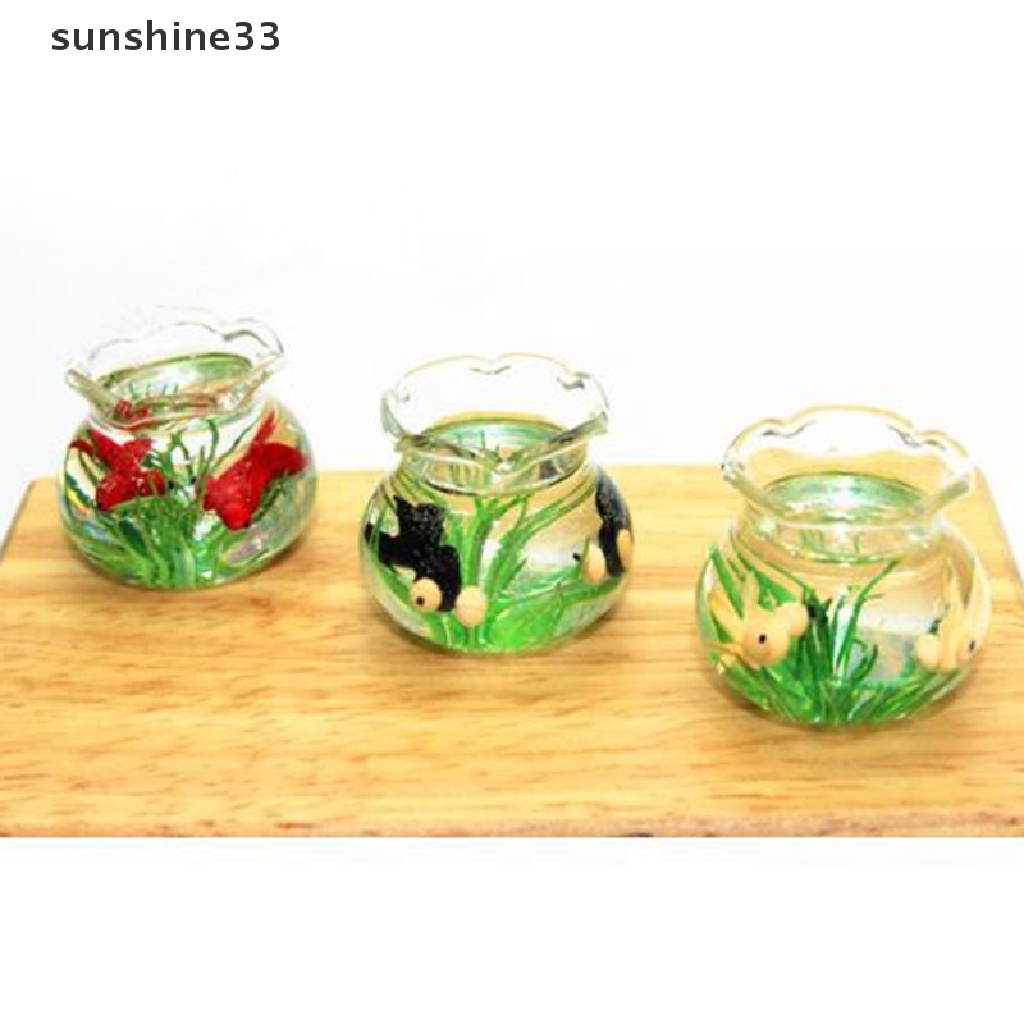 SU 1/12 Dollhouse Miniature Accessories Mini Resin Fish Bowl Simulation Goldfish n