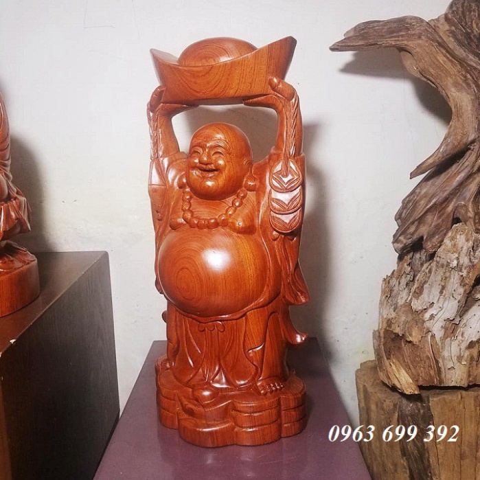 Tượng phật di lặc gỗ hương cao 40 cm