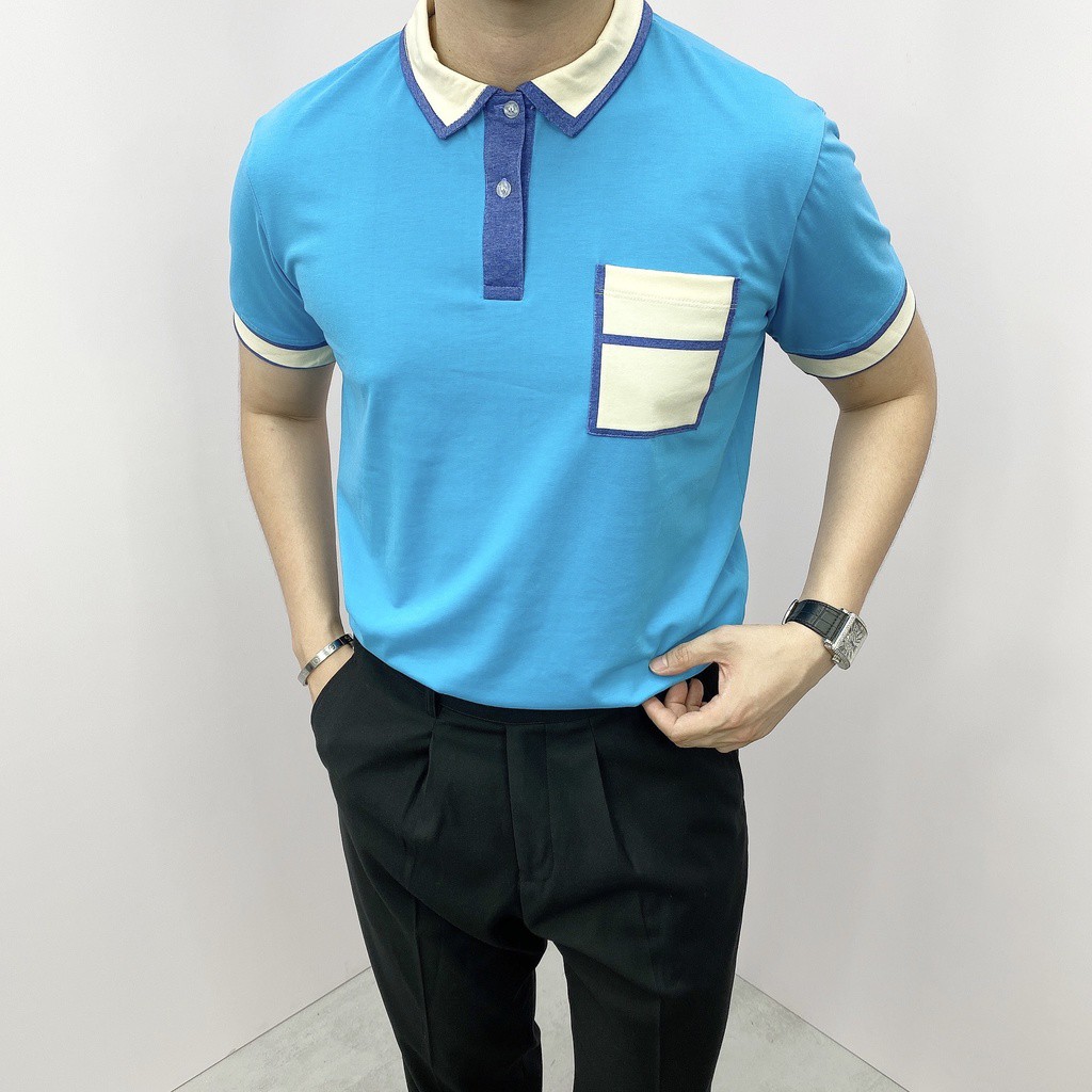 Áo Polo nam Banana Homme phối màu, áo phông nam cotton có cổ tay ngắn lỡ 2021 | BigBuy360 - bigbuy360.vn