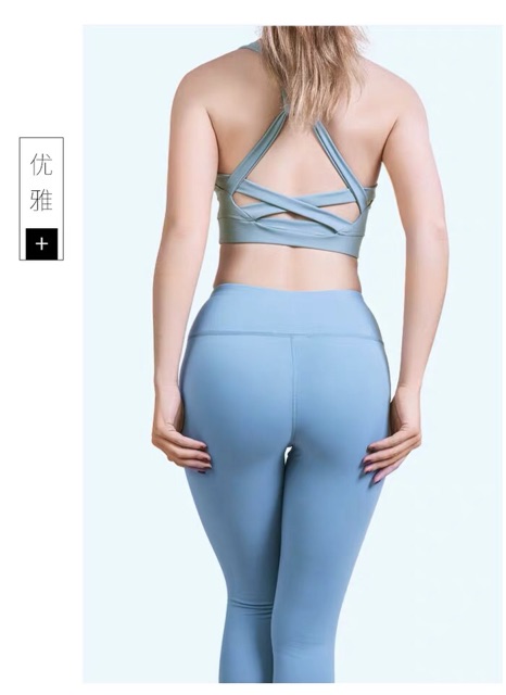 Bộ Đồ Tập Gym / Yoga Cotton Dây Chéo Sau Lưng Cao Cấp T135