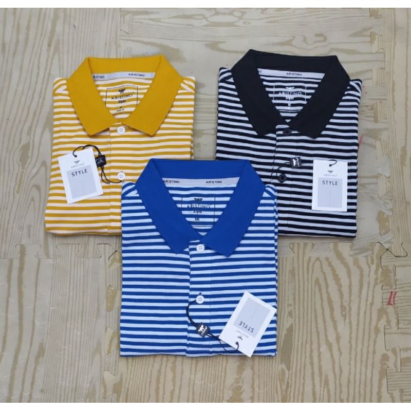 (SALE 40%) Áo polo Aristino APS005S9 Kẻ Ngang Khỏe Khoắn, Form Slim, Tag 450K