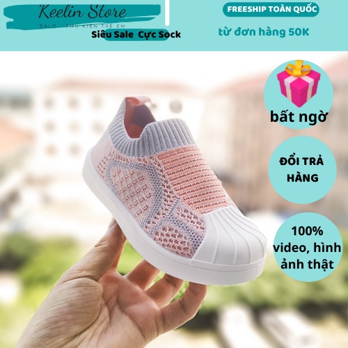 Giày Lười Vải Lưới Cổ Chun Bé Trai Bé Gái 1 - 3 Tuổi Tập Đi Keelin Store Hàng Nội Địa Trung