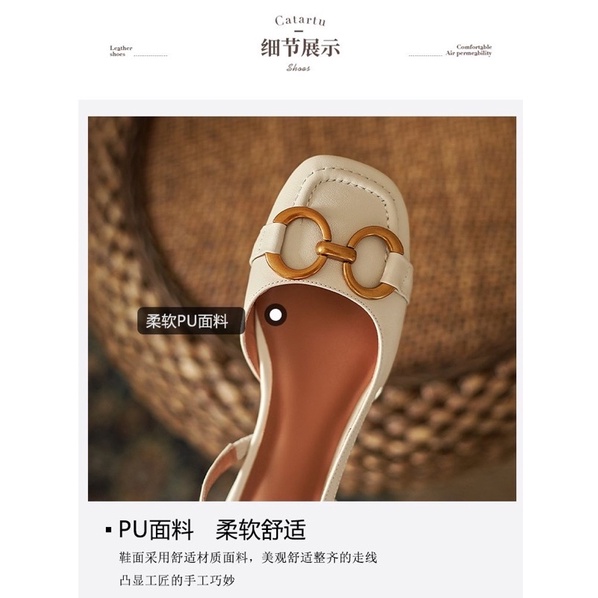 Xăng đan đế thấp mũi vuông hot 2021