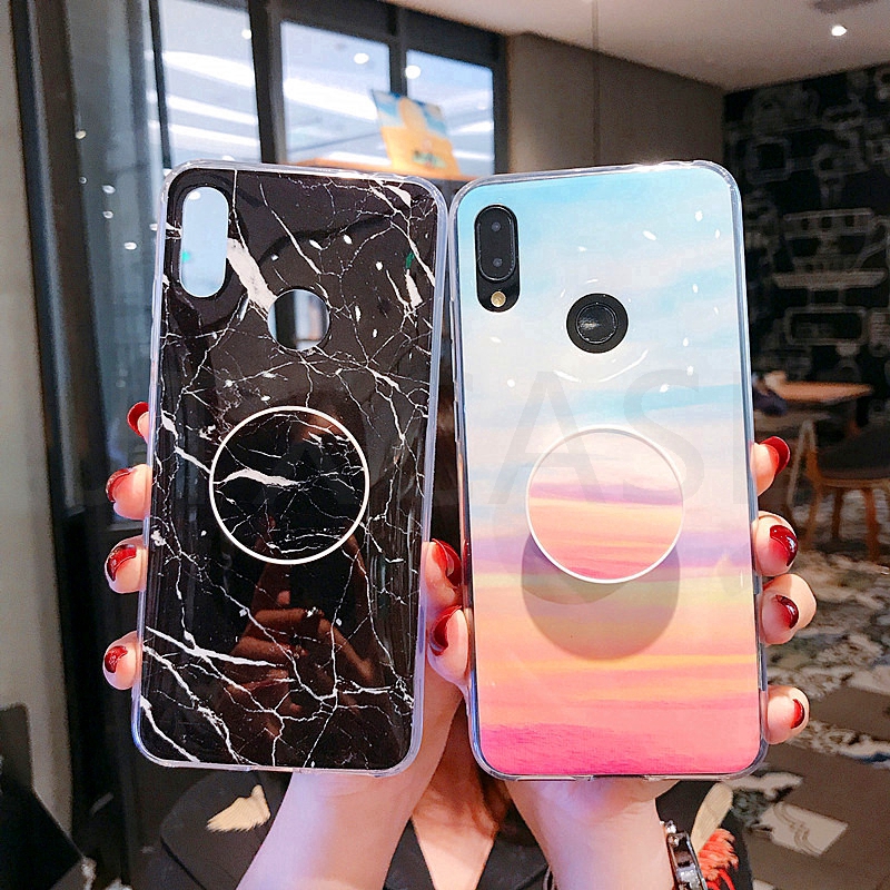 Xiaomi Mi 9 8 Lite Redmi 6 Note 7 6 5 Pro Case Marble Patterned Texture Air Bag Stand Holder Soft Cover