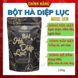 Bột Hà Diệp Lục Magic Skin | Bột đắp mặt, rửa mặt ngừa mụn sáng da