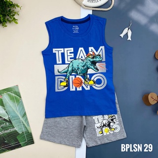 Quần áo bé trai,bộ ba lỗ cho bé xuất dư chất liệu cotton in họa tiết khủng long.Áo thun bé trai có size XS-XL(20-58 kg)