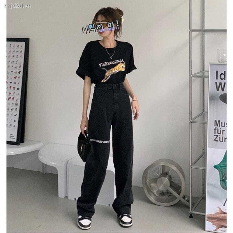 Quần dài lưng cao dáng ôm màu đen thời trang thu đông phong cách Hàn Quốc cho nữ 2021