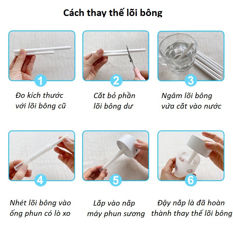 Combo 2 lõi bông 10cm hút nước cho máy phun sương tạo ẩm