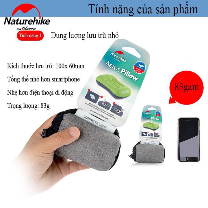 Gối bơm hơi tựa lưng văn phòng Naturehike NH17T013-Z du lịch dã ngoại gấp gọn chính hãng Campoutvn A421