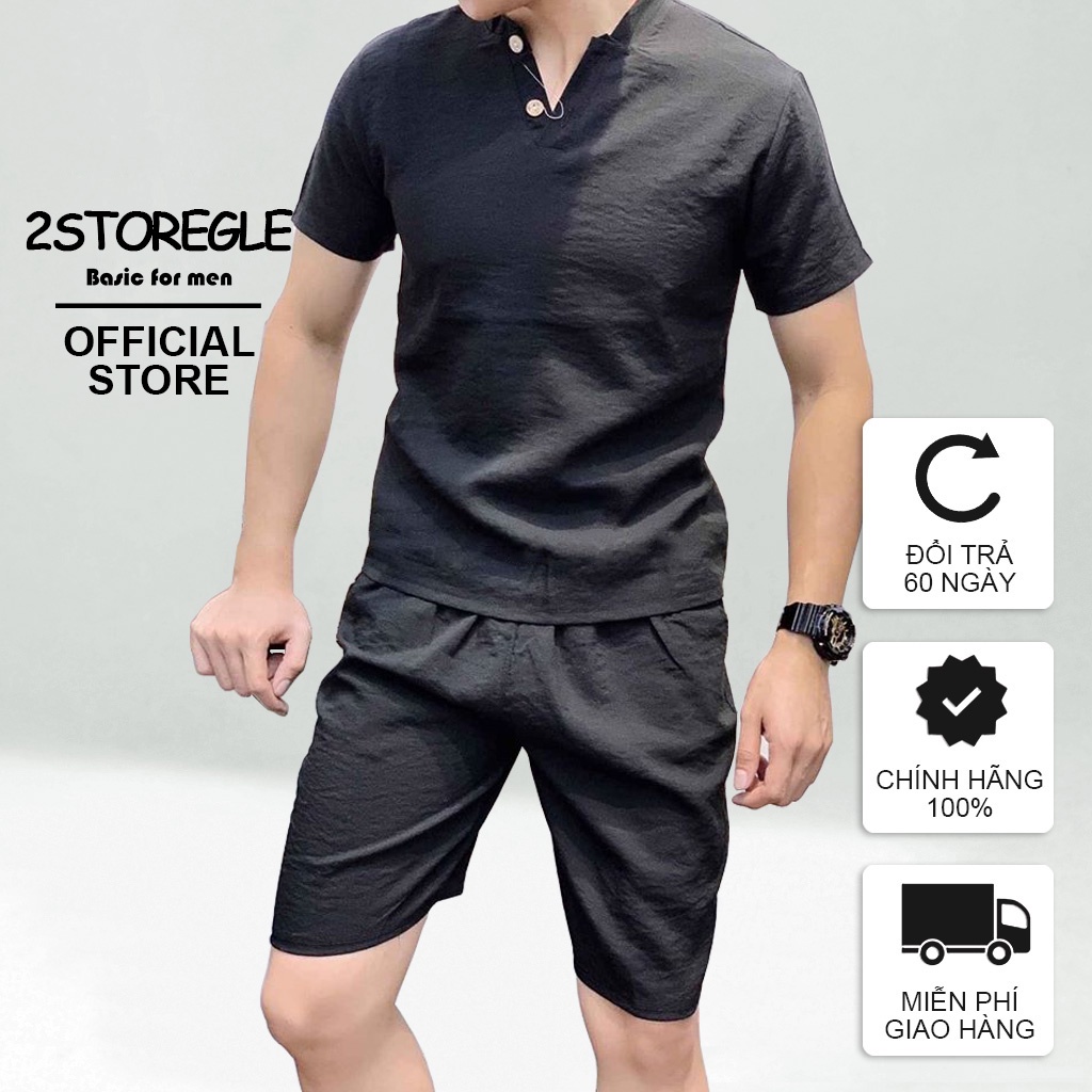 Combo Bộ Quần Áo Đũi Nam 2STOREGLE Chất Mịn Mát Quần Short Đũi và Áo Cộc Tay Chất Đũi Phong Cách Thời Trang