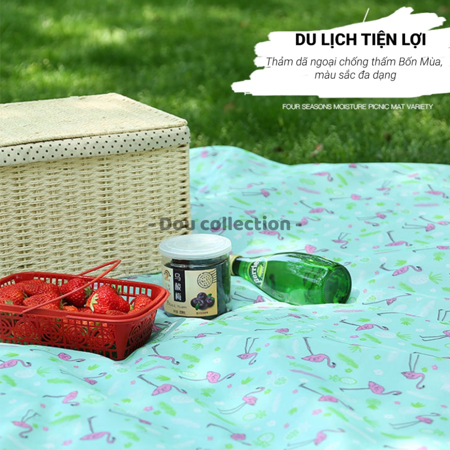 [Nowship2h] Thảm Dã Ngoại Picnic Chống Thấm Du Lịch Đi Biển, Cắm Trại Đi Phượt Kết Hợp Tập Yoga Gấp Gọn Họa Tiết - PC001
