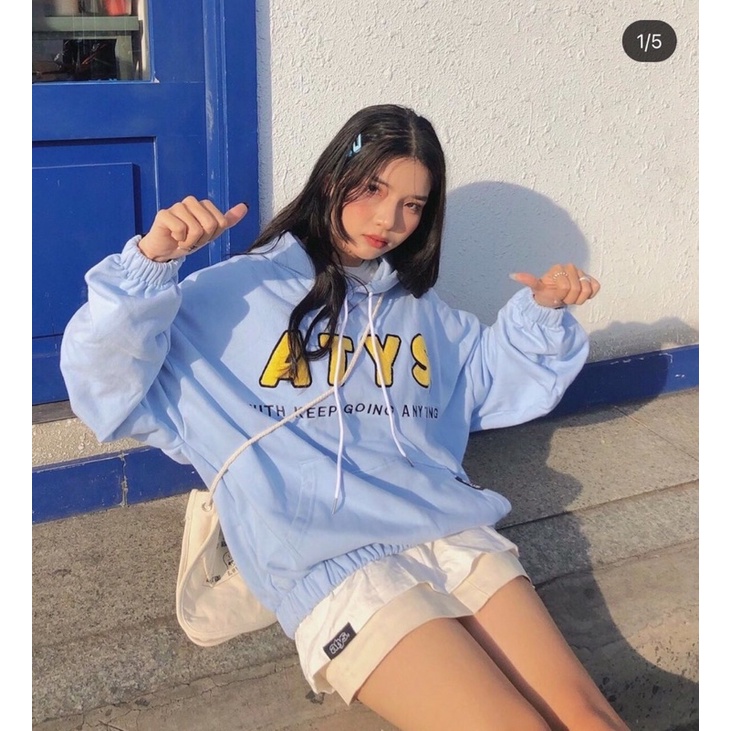 [Ảnh thật] Áo nỉ hoodie mũ ATYS màu pastel xinh xinh (annstore)