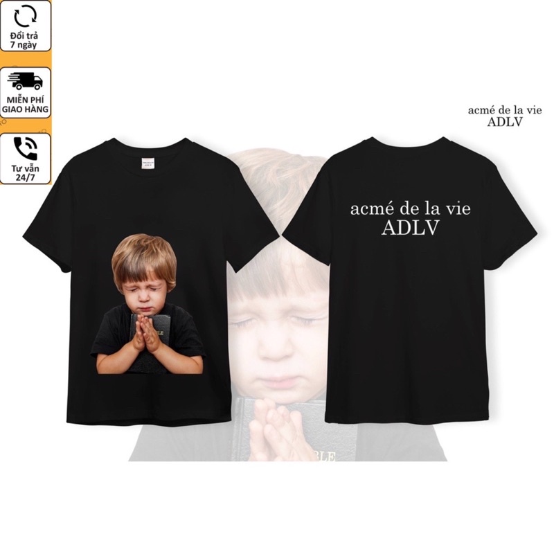 [ Ảnh Thật &amp;video] Áo thun ADLV nam nữ in hình bé cầu nguyện vải cotton cao cấp