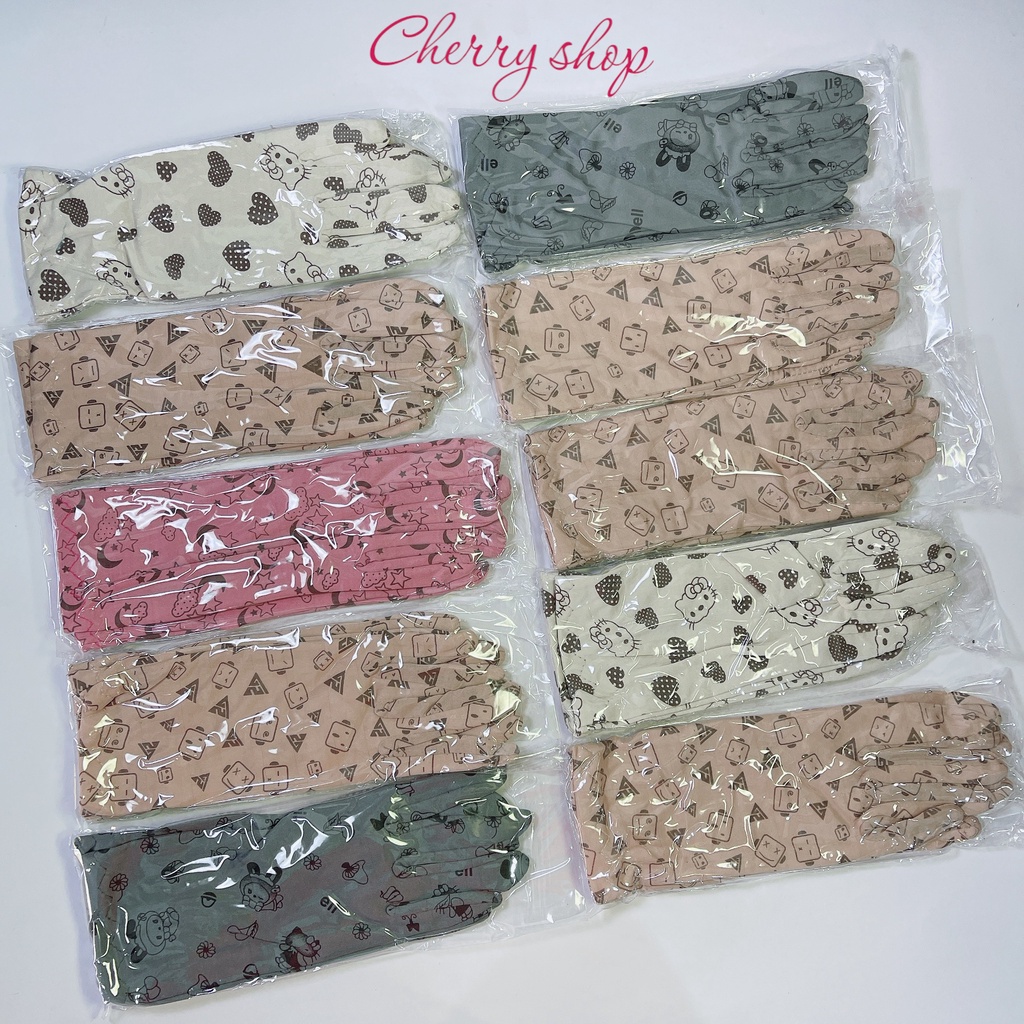 Găng tay chống nắng cotton dày dặn hình ngộ nghĩnh
