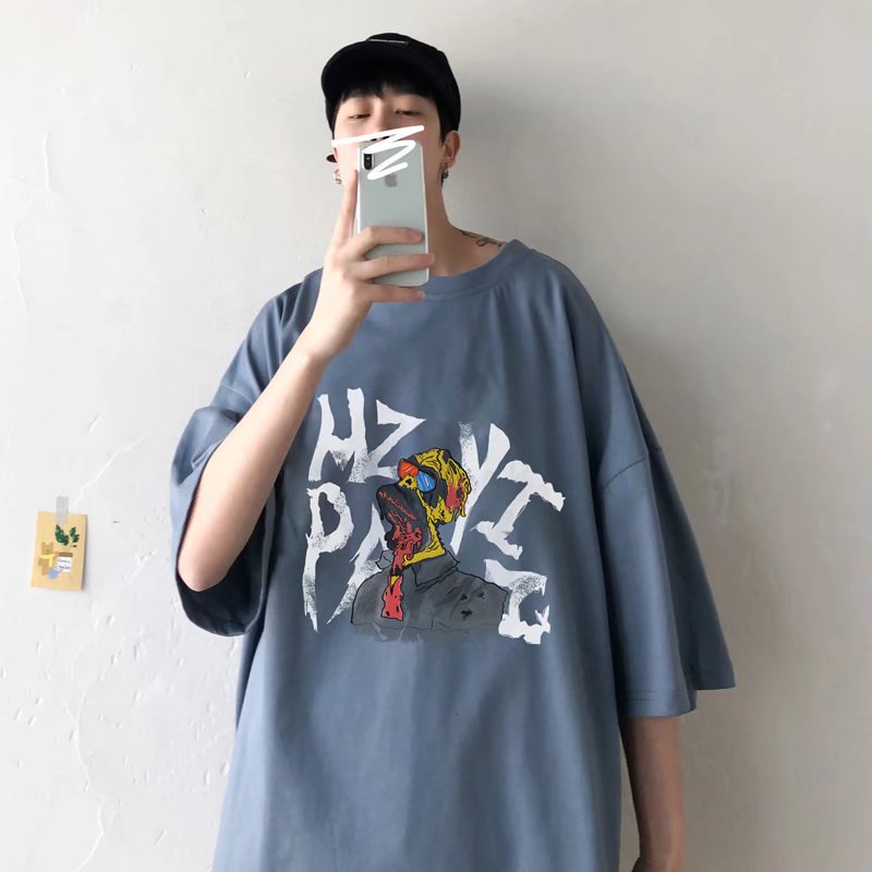 Áo Thun Dáng Rộng In Chữ Phong Cách Hàn Quốc Thời Trang Mùa Hè Cho Nam / Size M-8XL