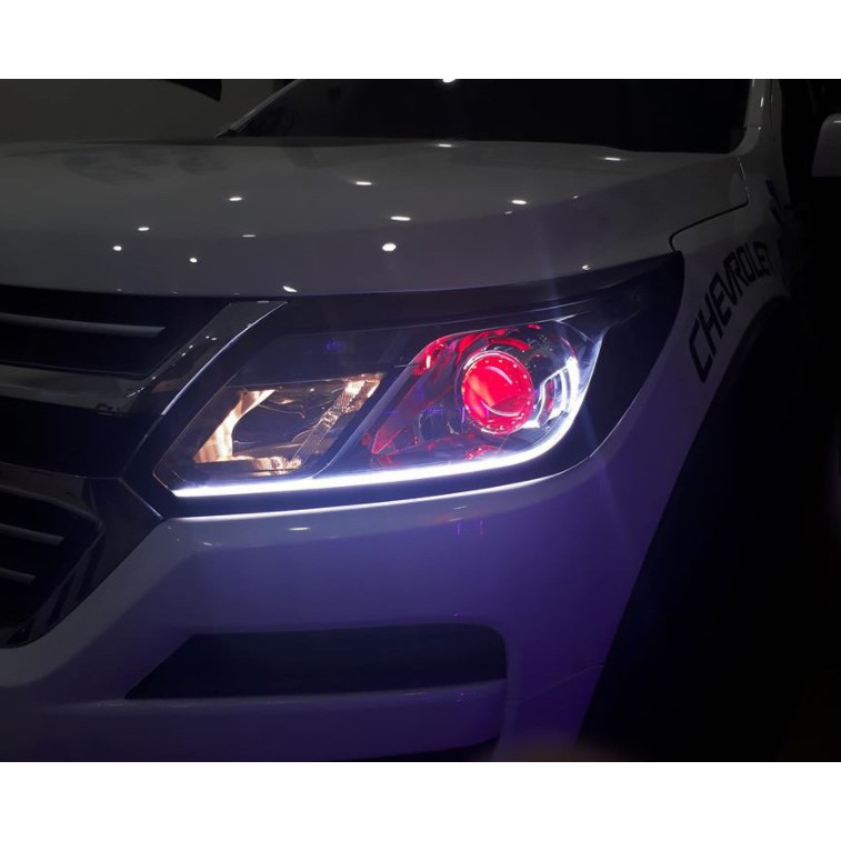Bộ 2 đèn mắt quỷ độ bi cầu xenon xe máy ô tô 3 inch dải 15 led GIÁ 2 CHIẾC nhiều màu thời trang