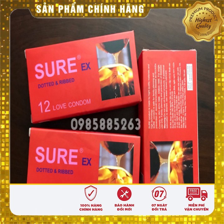 [GIÁ SỈ] BAO CAO SU SURE  Đỏ giá rẻ hộp 12 cái