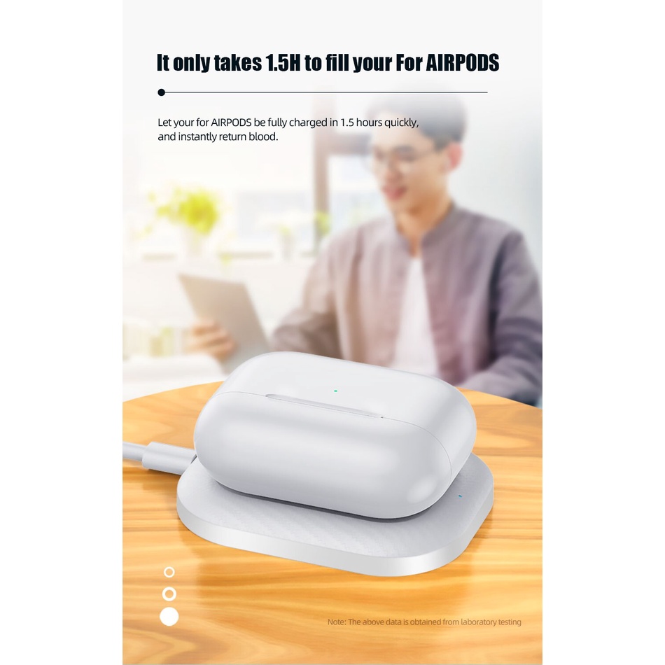 Đế sạc tai nghe không dây 3W Qi thích hợp cho Airpods 2 Pro 3 với cáp dữ liệu Micro USB
