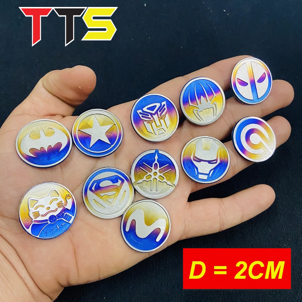 LOGO, TEM TITAN TRÒN DÁN MẶT NẠ, BIỂN SỐ, GHI ĐÔNG SATRIA ( CÓ SẲN KEO 3MM )