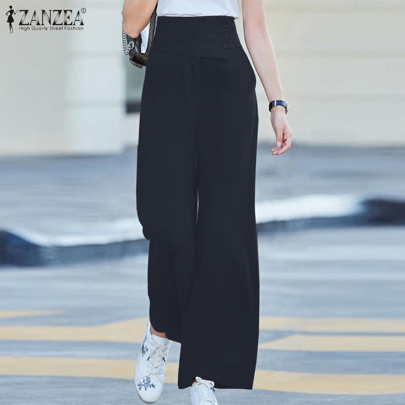 Quần dài Zanzea ống rộng khóa kéo trước thời trang