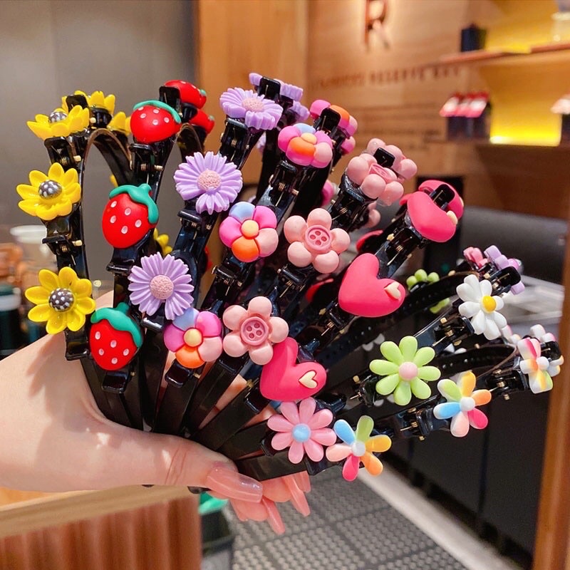 Bờm xược tóc Hàn Quốc đính hoa quả cho bé siêu cute