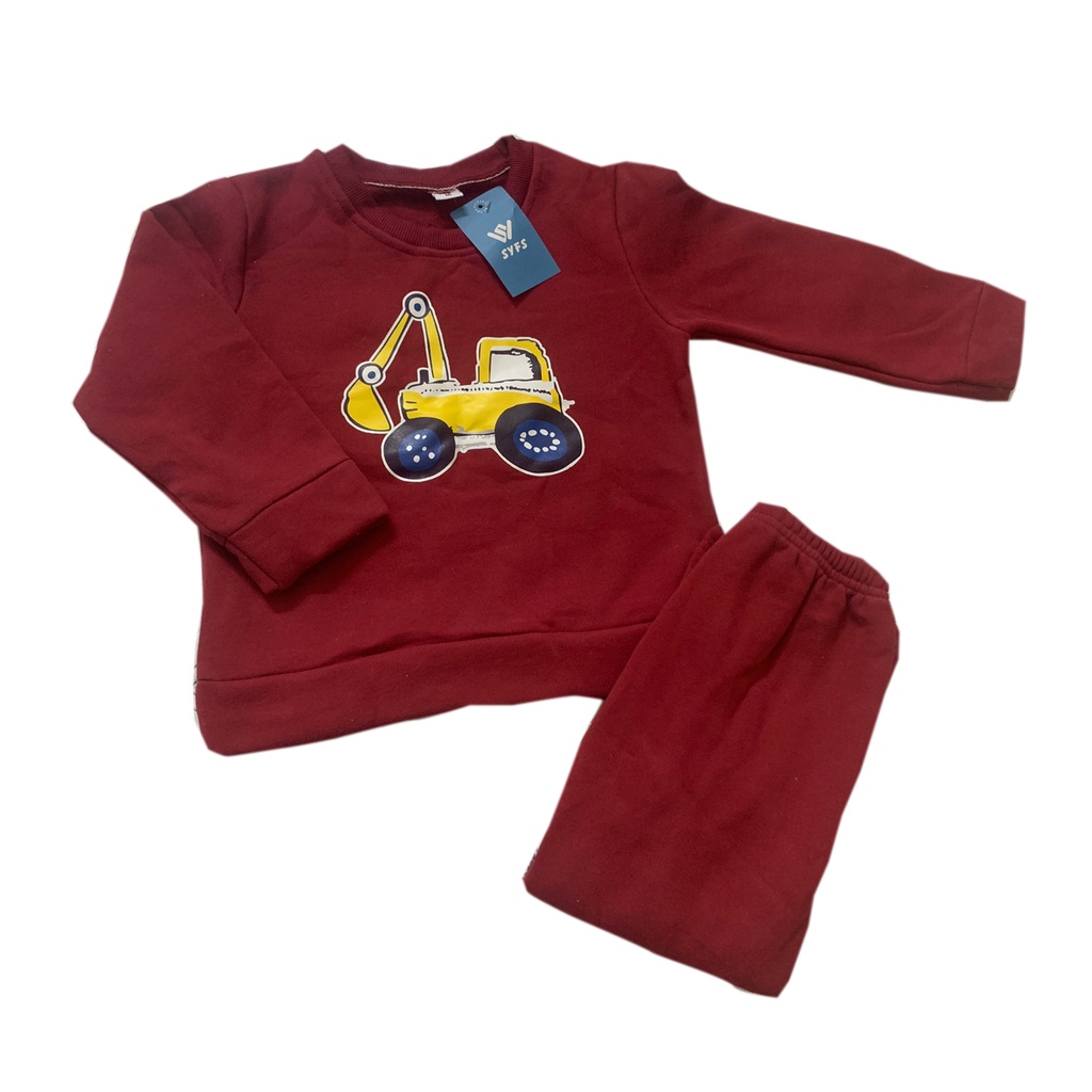 Bộ quần áo trẻ em thu đông dài tay, bộ nỉ lông cho bé hàng xuất khẩu