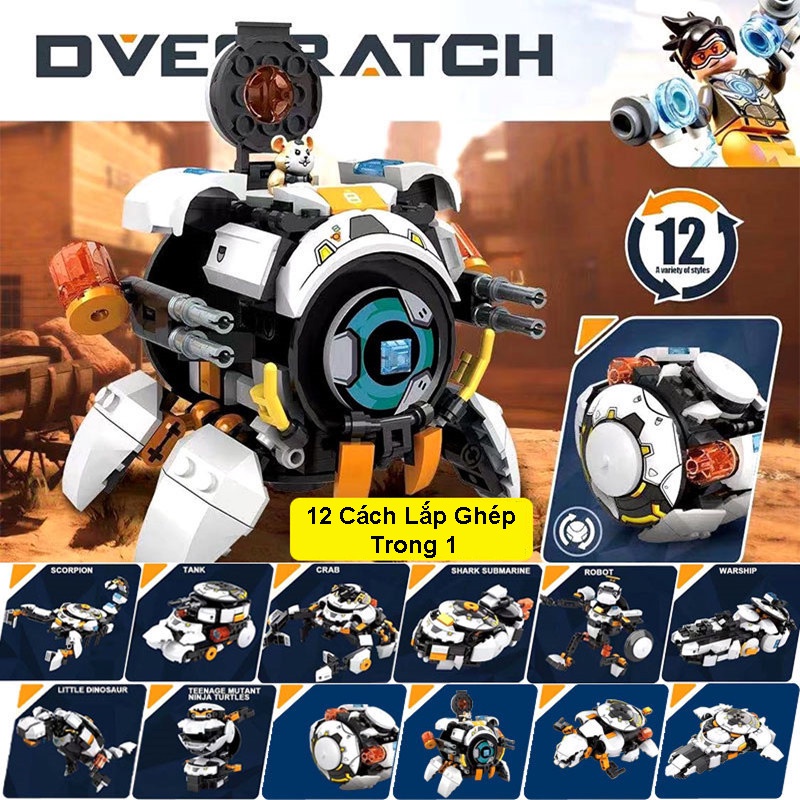 Đồ Chơi Lắp Ráp Xếp Hình Mô Hình Robot Chuột Máy Overwatch Wrecking Ball Mech 12in1 Với 200+ Mảnh Ghép