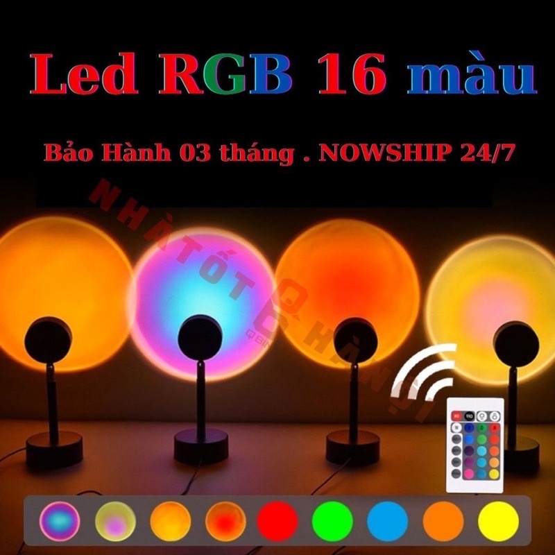 Đèn sunset lamp , Đèn led đổi màu RGB kèm điều khiển,  Hot tiktok đổi màu hoàng hôn, cầu vồng , Bảo hành 03 tháng