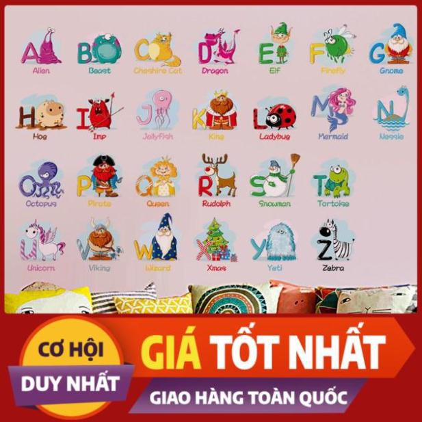 [HANG UY TÍN - GIÁ RẺ] Decal trang trí tường - Bảng Chữ Cái Hoạt Hình vui nhộn