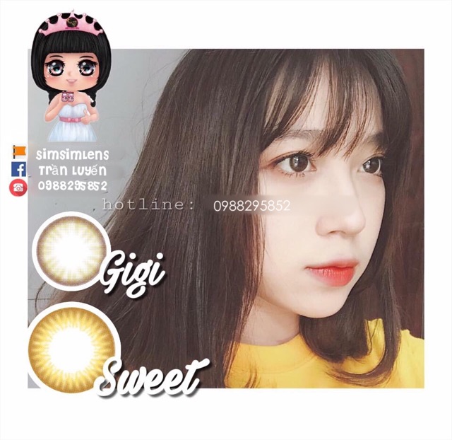 Lens 14mm Hàn Quốc - màu xám nhẹ Gigi gray &amp; Sweet gray