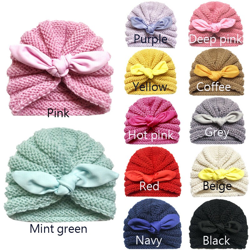 Mũ dệt kim beanie ấm áp cho bé trai và bé gái