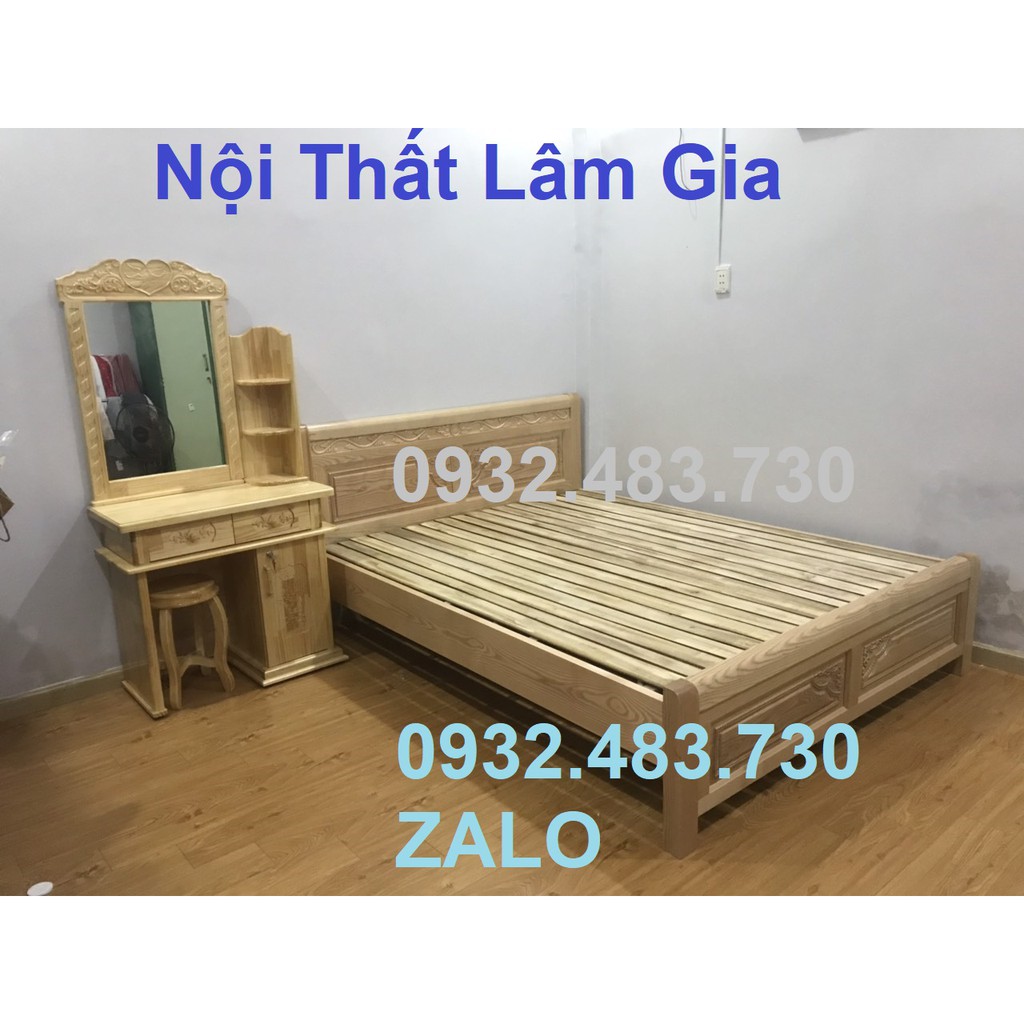 Giường gỗ sồi nga ngang 1m8 HCM