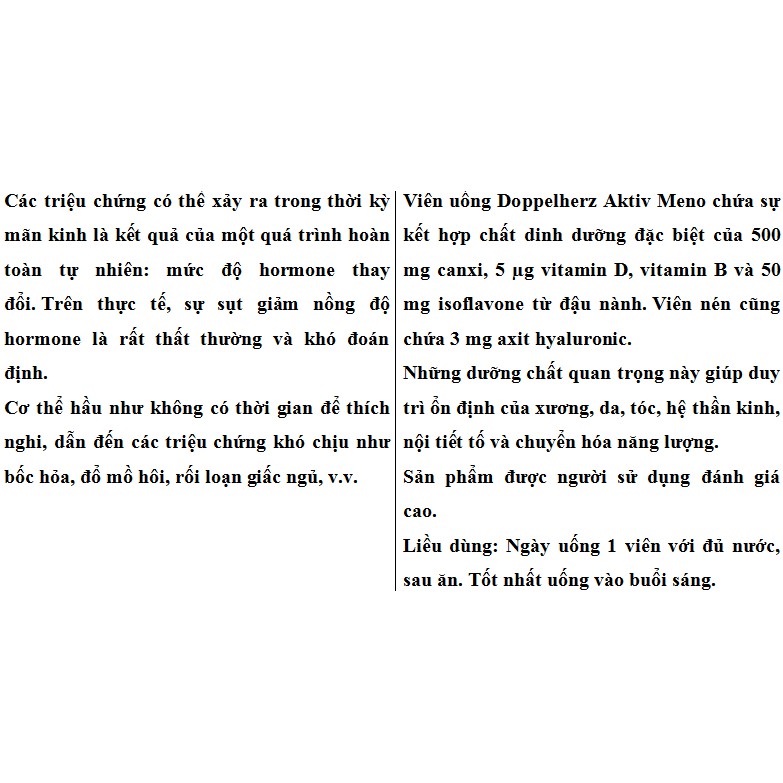 Mẫu mới 2021 Aktiv Meno của Đức