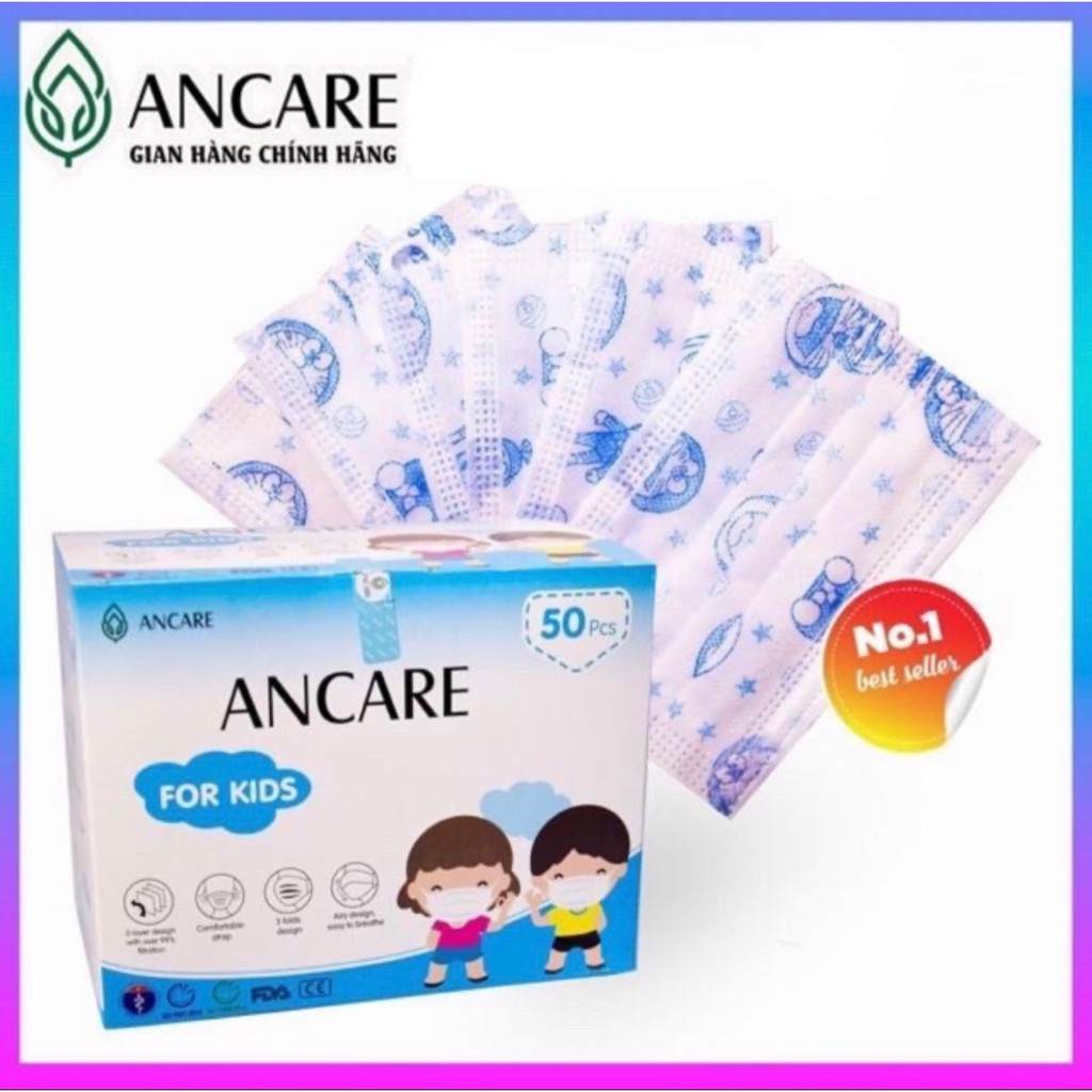 Khẩu Trang Y Tế ANCARE 3 Lớp Kháng Khuẩn Cho Bé 2-12 Tuổi