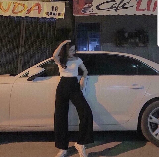 Quần ống rộng cạp cao khóa trước chất tuyết mưa loại đẹp | BigBuy360 - bigbuy360.vn