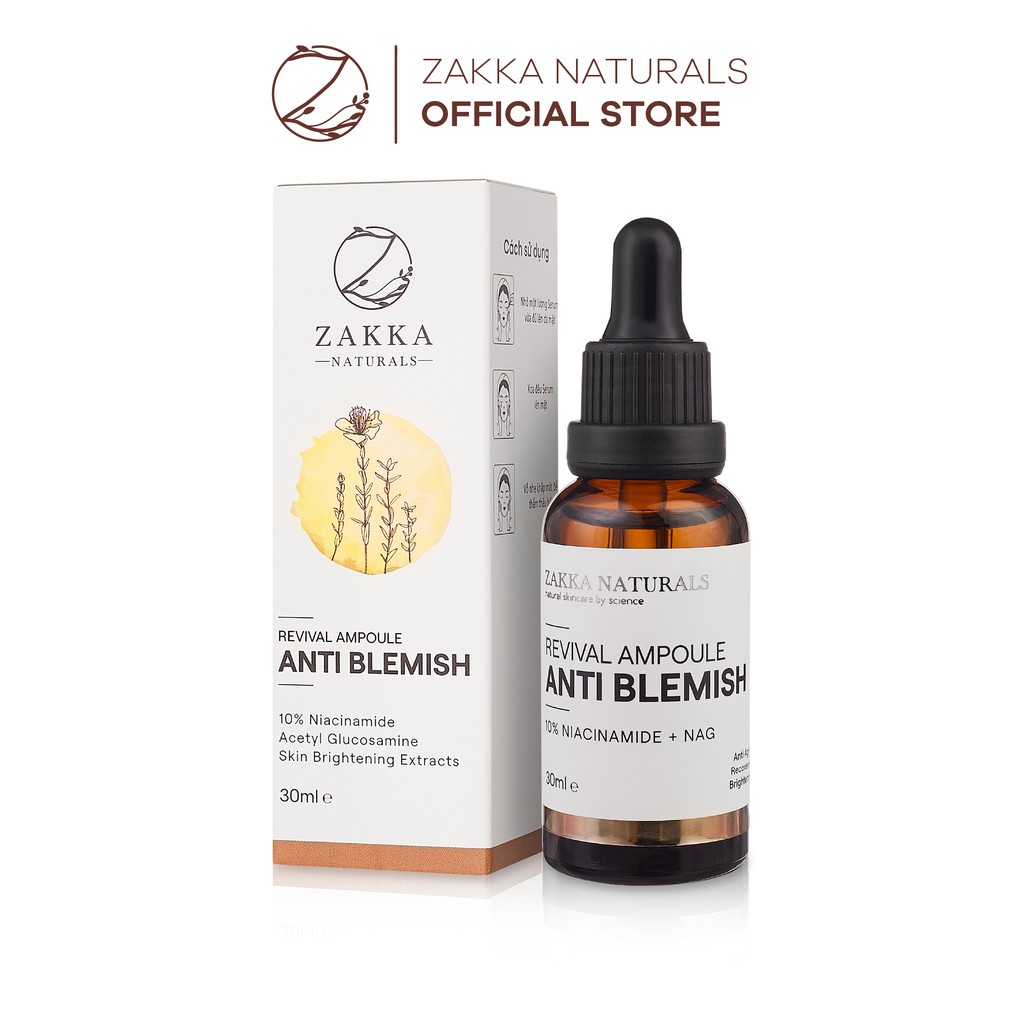 Tinh chất (Serum) B3 Zakka Naturals Revival Ampoule Anti Blemish 10% Niacinamide + NAG 30ml