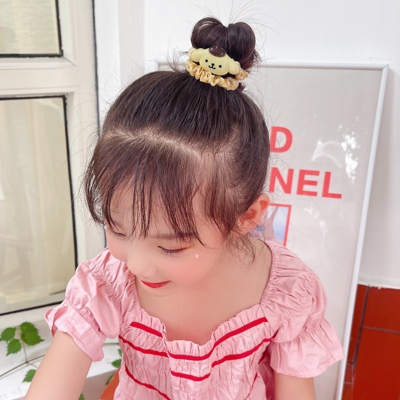 Dây Buộc Tóc Co Giãn Màu Kẹo Họa Tiết Hoạt Hình Xinh Xắn Cho Bé Gái