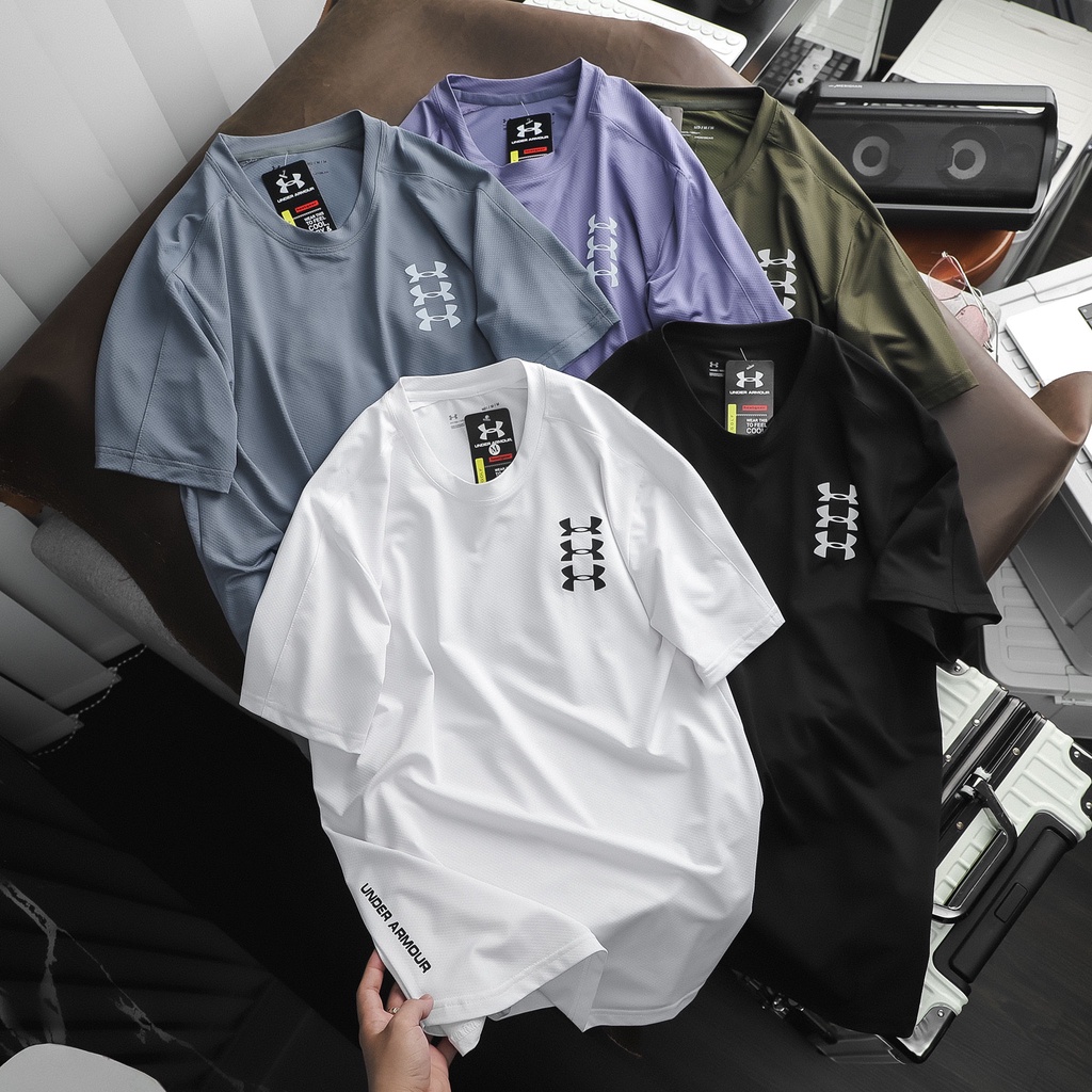 Áo thun nam tập thể thao UD MEN TRAINING FLEECE 3LOGO, sợi vải đan xen thông thoáng, siêu mát, đàn hồi tốt