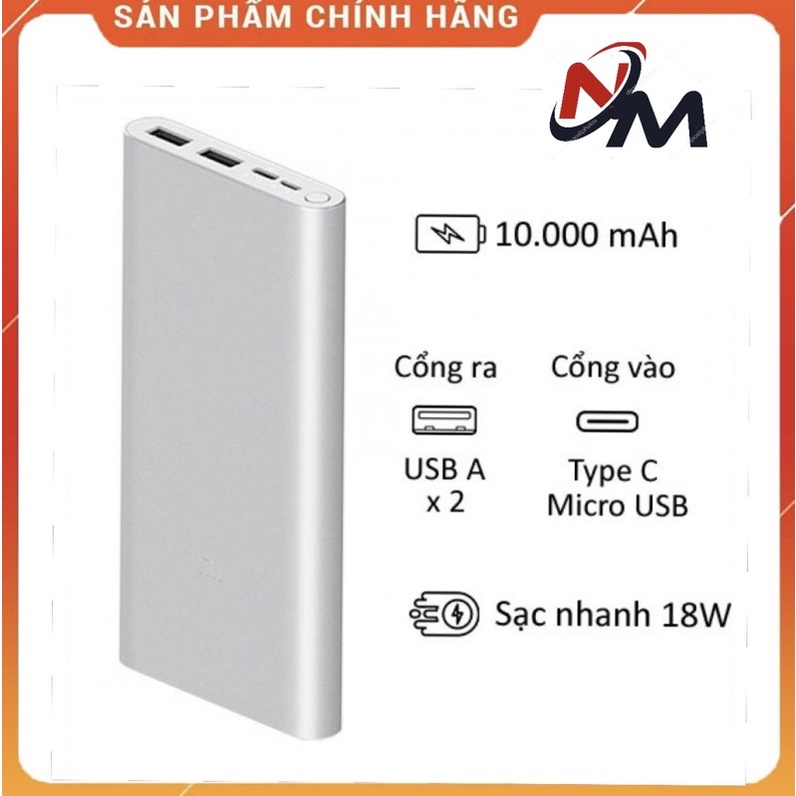 sạc dự phòng Xiaomi 10.000mAh - xạc nhanh - Hàng chính hãng , full hộp , nguyên seal