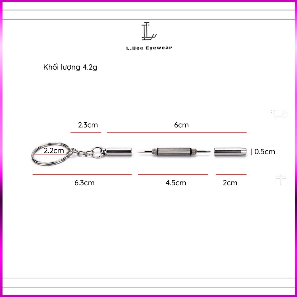 Tô vít vặn ốc mini L.BEE EYEWEAR chỉnh sửa ốc gọng kính hoặc kính thời trang 2 đầu chất liệu thép đa năng tiện dụng