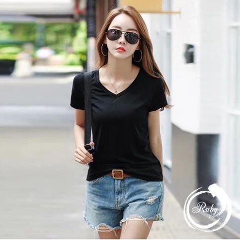 Áo Thun Nữ GAP Cổ Trái Tim Sành Điệu Hàng Chính Phẩm Cotton Mềm Min , Siêu Mát - Ruby ྇
