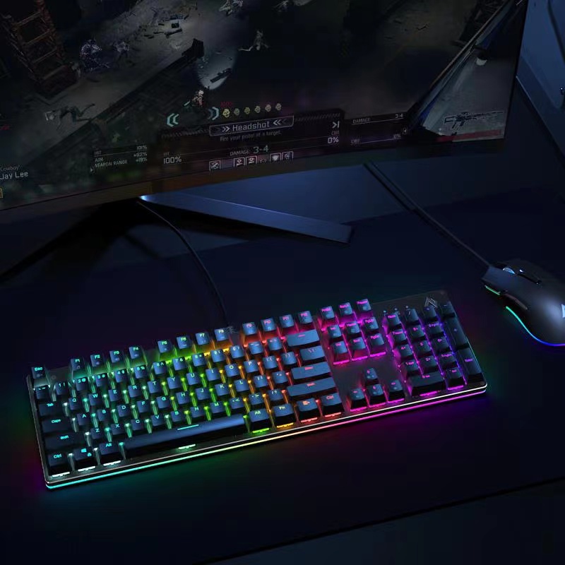 AUKEY KM-G12 Wired keyboard RGB Red Switch Mechanical Gaming Keyboard 7 colors 12 LED for Computer Laptop