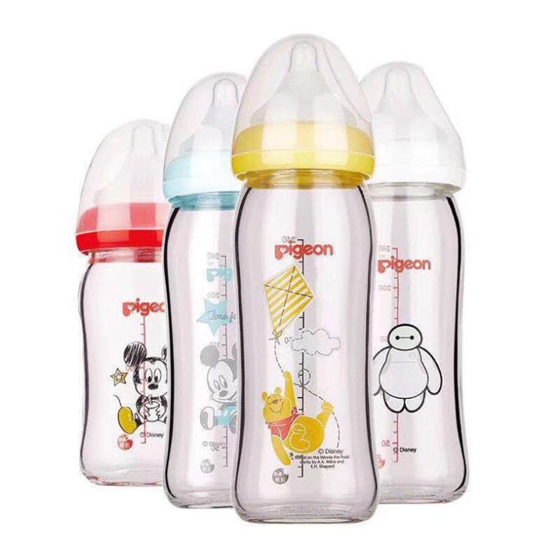 Bình Sữa Nội Địa Thủy Tinh Pigeon Cổ Rộng Cao Cấp 160ml/240ml