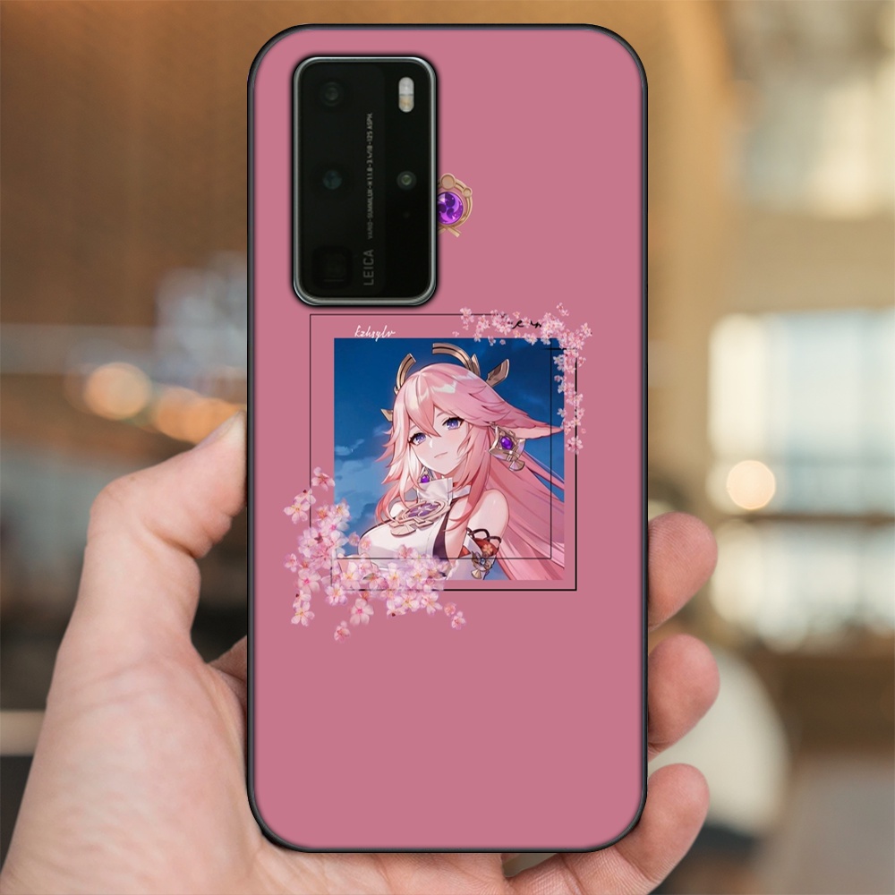 Ốp lưng Huawei P40 Pro viền đen in hình Yae Miko Genshin Impact
